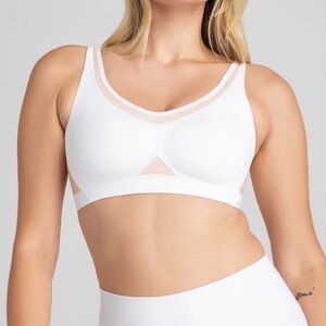 HoneyLove CrossFlex Activity Bra in Creamy/Nude Mesh Detail Sports Bra size XL